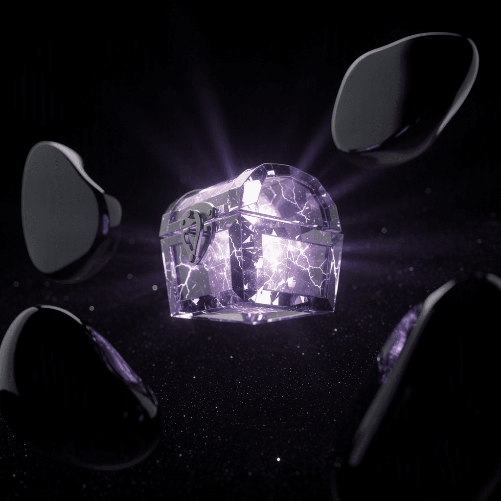 A glowing crystalline rewards vault — the Ascend Credits members redeem with partner brands.